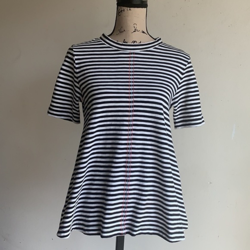 Top Ligne Striped Black And White Trapeze A-Line Top Size XS NWT